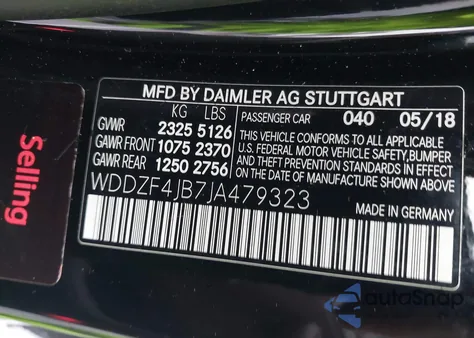 2018 Mercedes-Benz E 300 из США, поврежденный, VIN WDDZF4JB7JA479323